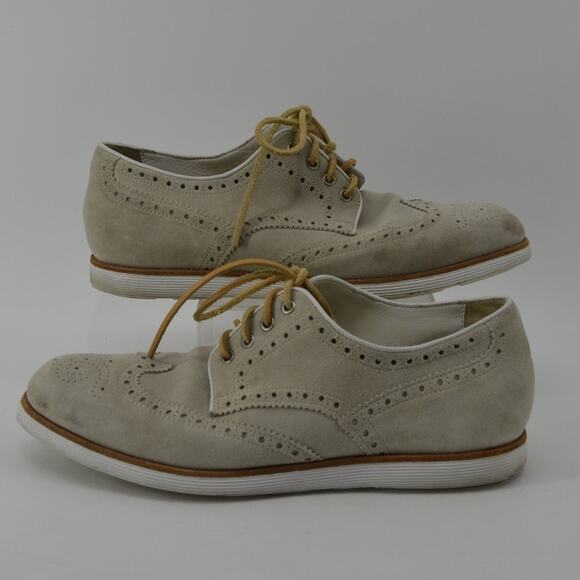 Santoni Wingtip Men's Size 10.5 Oxford Lace Up Preppy Beige - Picture 5 of 16